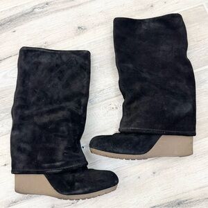 MRKT Bea Black Suede Wedge Boots